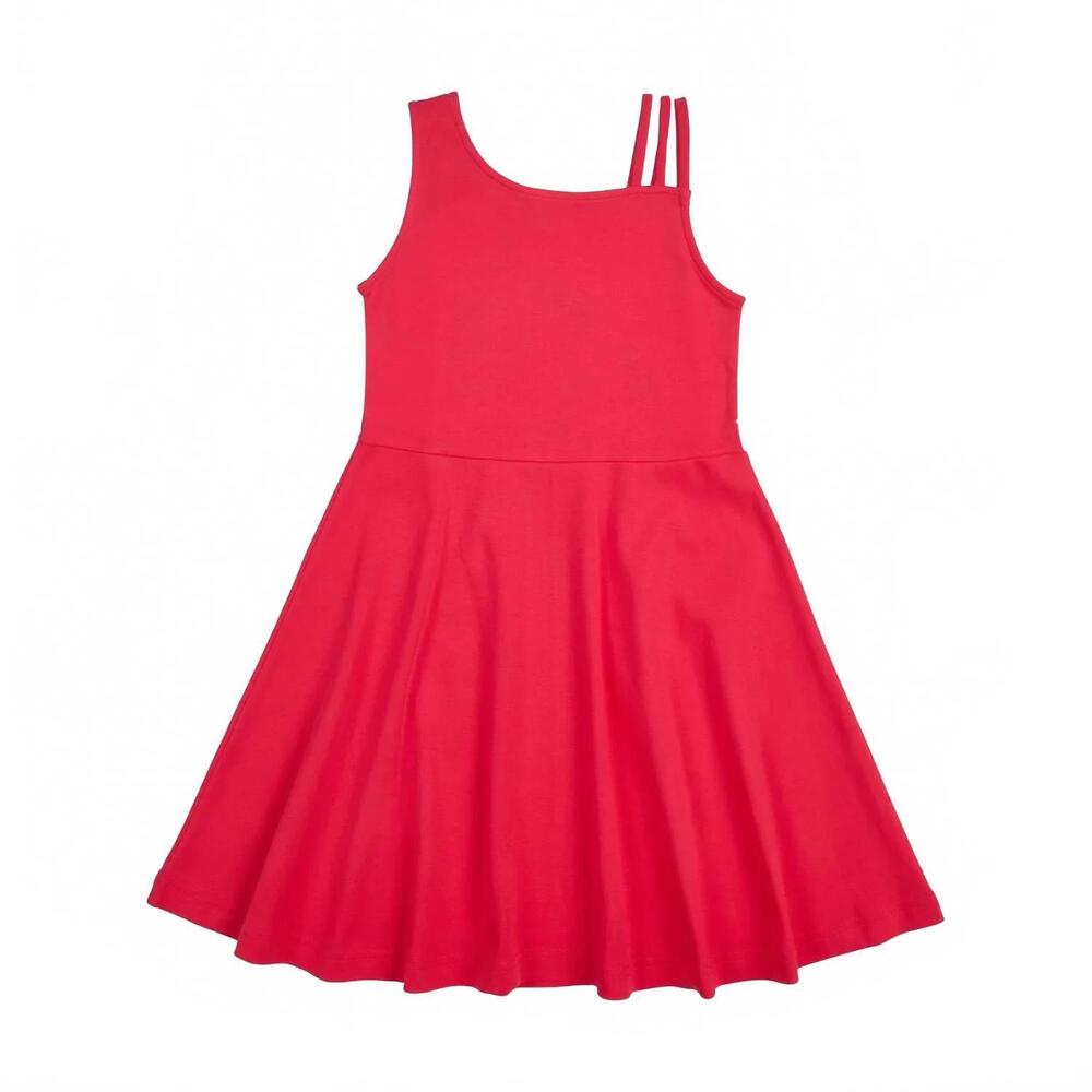 NEW FLORENCE EISEMAN girls knit asymmetrical neck dress in hot pink